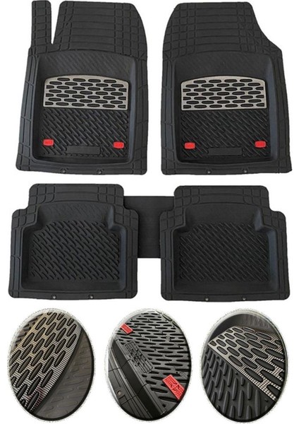 Seat Leon Mk2 2005-2012 Uyumlu Ekstra Kanallı Havuzlu Paspas Seti Krom Gümüş 4d