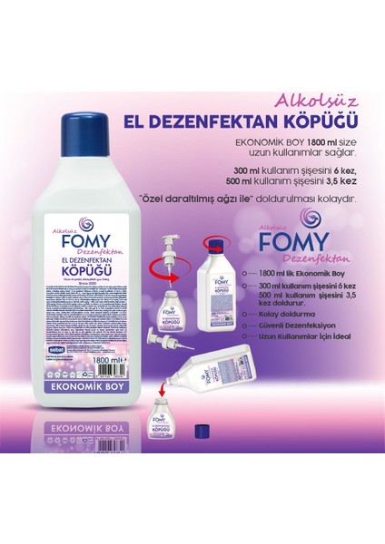 Köpük Dezenfektan Alkolsüz El ve Cilt Dezenfektan Köpüğü 500 ml