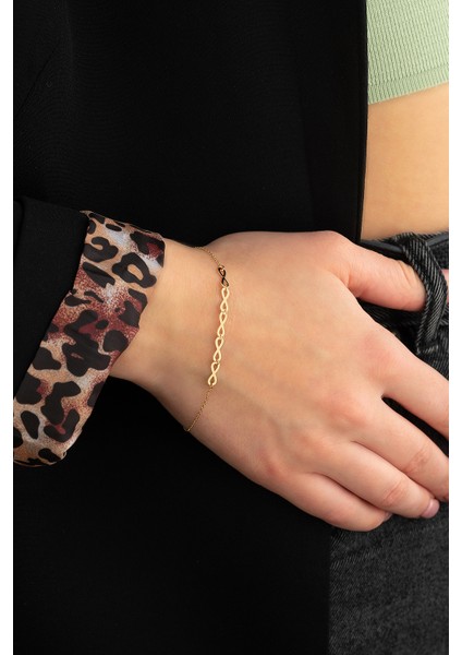 Beşli ve Sonsuzluk 14 Ayar Altın Bileklik