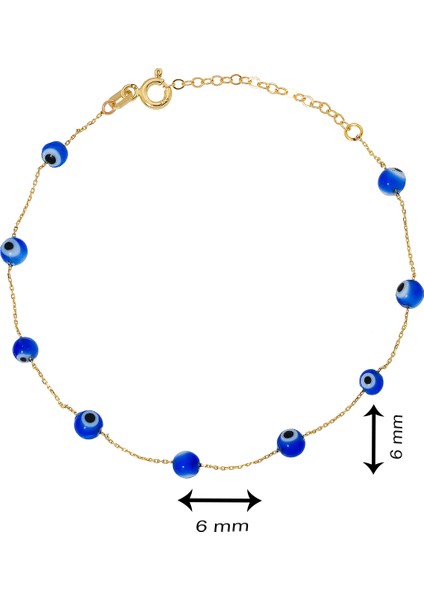 Gençtaş Kuyumculuk 14 Ayar Altın Nazar Bileklik Lacivert 4 mm Kadın Bileklik