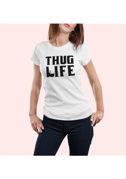 Thug Life Baskılı Kadın T-Shirt