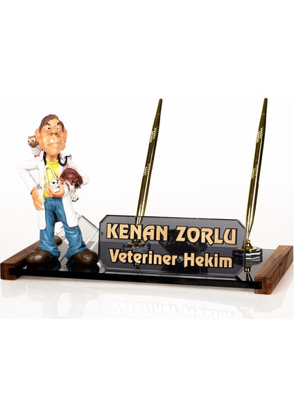 Isimlik Sepeti Isme Özel Veteriner Biblolu Masa Isimliği Kristal Isimlik