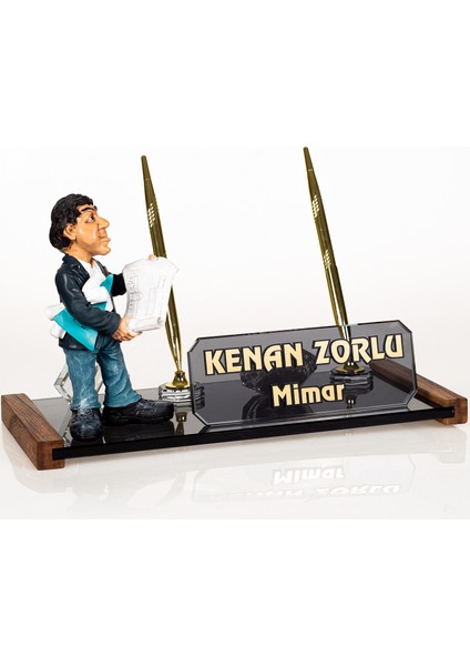 Isimlik Sepeti Isme Özel Mimar Biblolu Masa Isimliği Kristal Isimlik