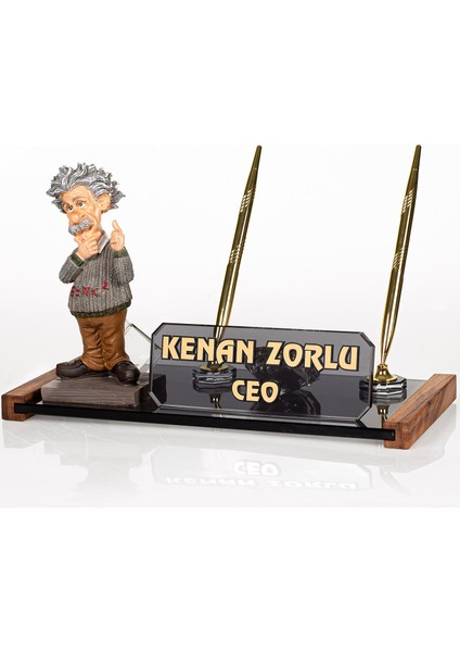 Isimlik Sepeti Isme Özel einstein biblolu Kristal Isimlik Masa Isimliği