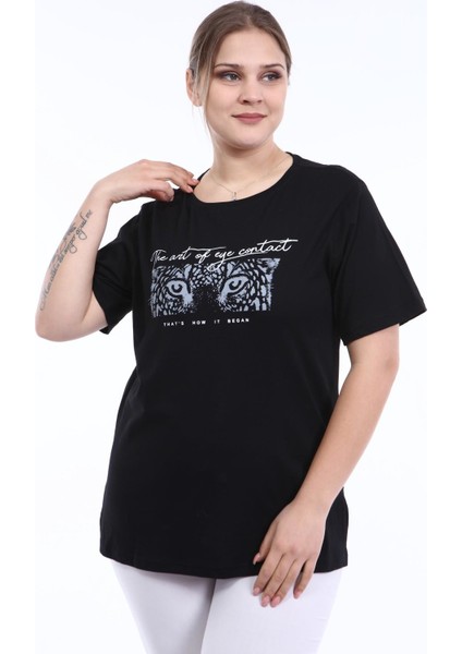 Piano Luce Pianoluce Kadın Büyük Beden Baskılı Yarım Kol T-Shirt