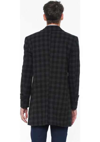 PLT7226 Dewberry Battal Palto-Çizgili Antrasit modelleri