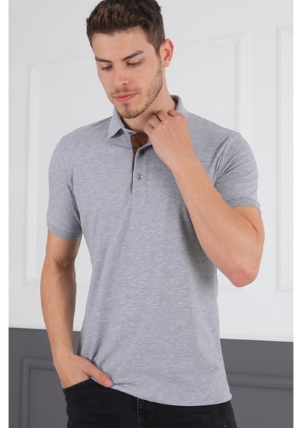 T8581 Dewberry Erkek T-Shirt-Gri modelleri