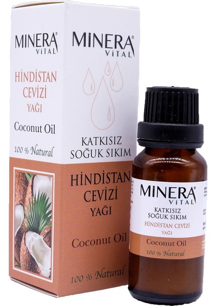 Minera Vital Hindistan Cevizi Yağı 20 ml Katkısız Içilebilir & Sürülebilir