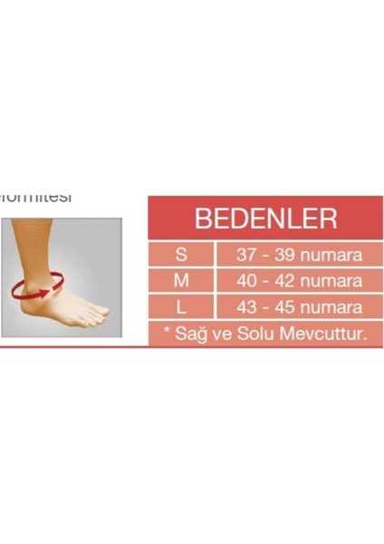 Orlex refleks Afo Sol (Bileğin Statik Dorsifleksiyonunu Sağlayarak Lateral Stabilitesini Arttırır.) modelleri