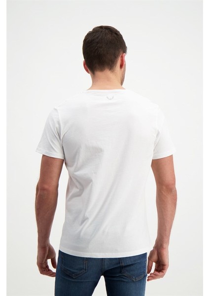 Erkek Beyaz Yıkamalı Basic T-Shirt