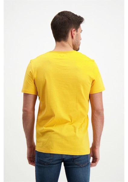 Erkek Sarı Yıkamalı Basic T-Shirt
