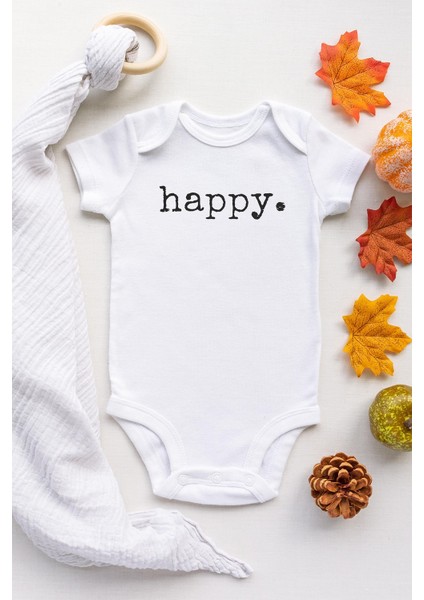 Unisex Bebek Beyaz Kısa Kollu Çıtçıtlı Pamuklu Body Zıbın