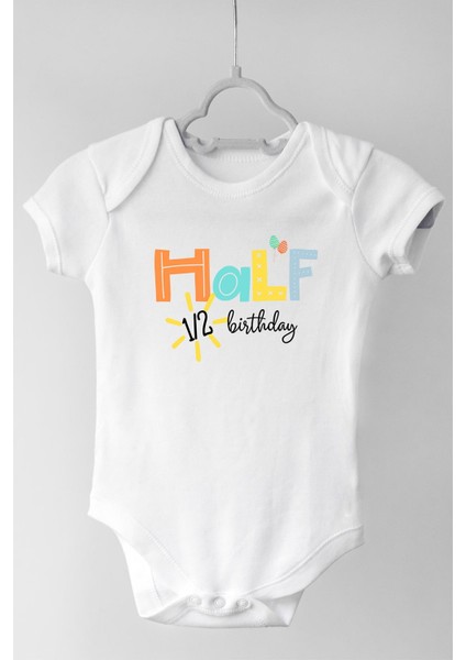 Half Boho Kısa Kol Çıtçıtlı Bebek Body