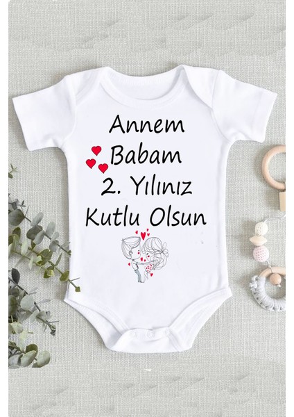 Yıl Dönümü Hediye Bebek Baskılı Zıbın Body