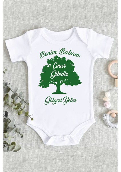 Baba Organik Baskı Çınar Gibidir Bebek Body Zıbın