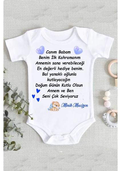 Erkek Canım Babam Bebek Baskılı Zıbın Body