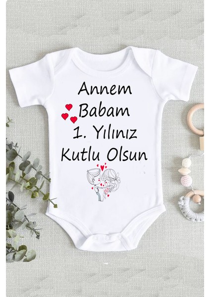 Yıl Dönümü Hediye Bebek Baskılı Zıbın Body
