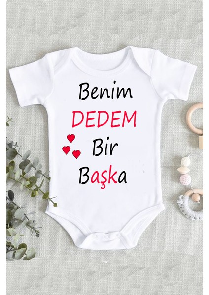 Dede Benim Dedem Bir Başka %100 Pamuk Organik Baskılı Zıbın Body