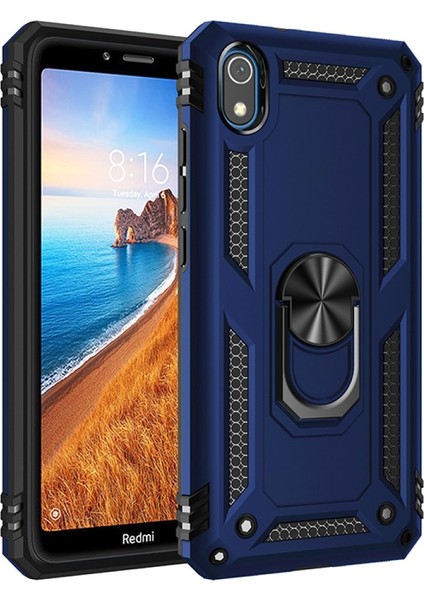 Xiaomi Redmi 7A Kılıf Tank Yüzüklü Silikon Kapak - Lacivert