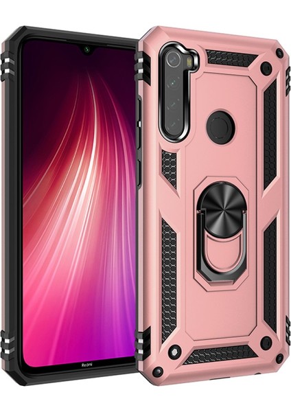 Xiaomi Redmi Note 8 Kılıf Tank Yüzüklü Silikon Kapak - Rose