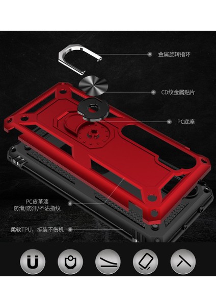 Xiaomi Redmi Note 8 Pro Kılıf Tank Yüzüklü Silikon Kapak - Gümüş modelleri