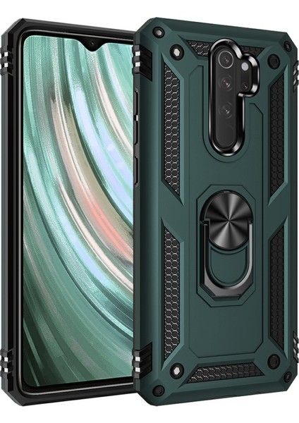 Xiaomi Redmi Note 8 Pro Kılıf Tank Yüzüklü Silikon Kapak - Yeşil