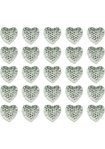 Polyester Kalp Fiyonk, 1,3 cm - 25 Adet - GÜMÜŞ