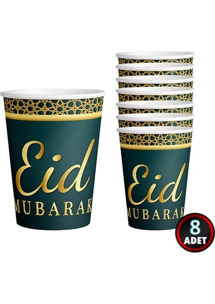 Süsle Bebek ve Parti Eid Mubarak Karton Bardak - 8 Adet كأس ورقي عيد مبارك