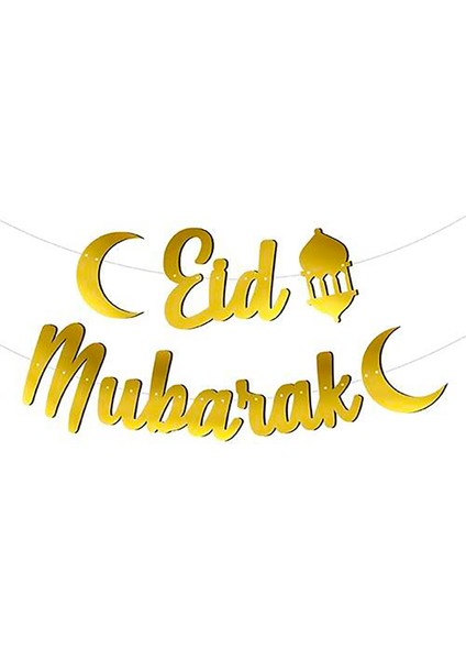 Süsle Bebek ve Parti Eid Mubarak Metalik Altın Banner - 2 mt لافتة ذهبية معدنية لعيد مبارك