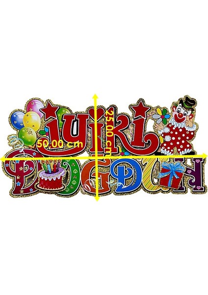 İyiki Doğdun Palyaçolu, 3 Boyutlu Kağıt Süs - 50,00 cm fiyatları