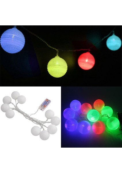 Ledli Toplar Dizini Pilli Işık, 2,00 mt, Çok Renkli Led