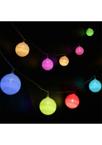 Ledli Toplar Dizini Pilli Işık, 2,00 mt, Çok Renkli Led