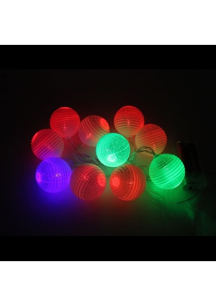 Ledli Toplar Dizini Pilli Işık, 2,00 mt, Çok Renkli Led