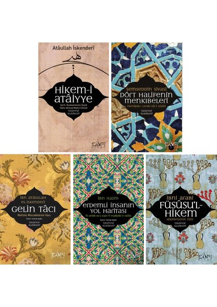 Sufi Tasavvuf Klasikleri 5 Kitap Set / Hikem-I Ataiyye - Dört Halifenin Menkıbeleri - Gelin Tacı - Erdemli Insanın Yol Haritası - Füsusul Hikem