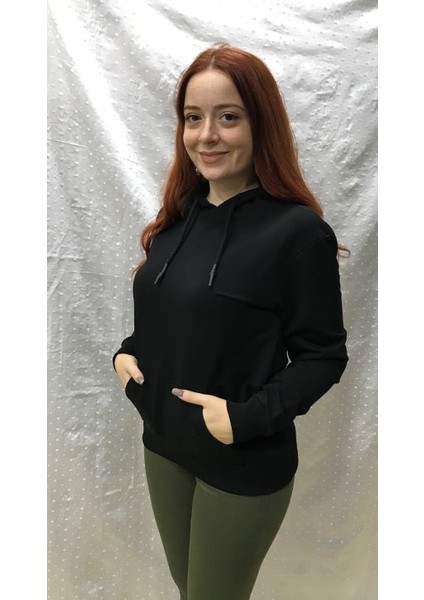 Kadın Kapüşonlu Sweatshirt Siyah