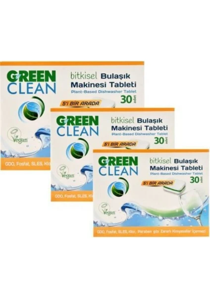 Green Clean Bulaşık Makinesi Organik Bitkisel Tablet 30 Adet