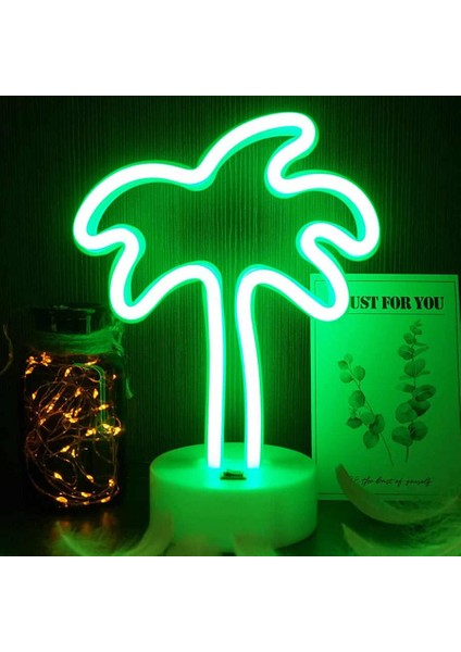 Neon Palmiye Unicorn Masa Gece Lambası