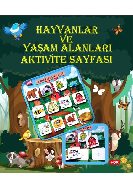 ( Hayvanlar ve Yaşam Alanları ) Keçe Cırtlı Aktivite Sayfası - Çocuk Etkinlik , Eğitici Oyuncak