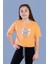 Toontoy Kız Çocuk Crop Model Kordon Detaylı Varak Baskılı Tişört 1
