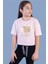 Toontoy Kız Çocuk Crop Model Kordon Detaylı Varak Baskılı Tişört 1