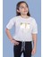 Toontoy Kız Çocuk Crop Model Kordon Detaylı Varak Baskılı Tişört 1