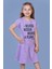 Toontoy Kız Çocuk Renkli Yazı Baskılı Büzgü Detaylı Elbise 1
