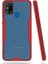 noktaks - Samsung Galaxy M31 - Kılıf Kenarı Renkli Arkası Şeffaf Parfe Kapak - Kırmızı 1