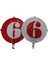 Folyo Balon Rakam 6 Çift Taraflı Kırmızı-Beyaz 18'' - Pakette 1 Adet 1