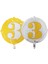 Folyo Balon Rakam 3 Çift Taraflı Sarı-Beyaz 18'' - Pakette 1 Adet 1