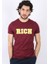 Erkek Nakış Baskılı Bordo Bisiklet Yaka T-Shirt 1