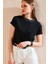 Yakası Baskılı Bisiklet Yaka Basic Örme T Shirt Kadın T Shirt 5864054 1
