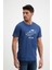 Erkek Baskılı Lacivert Bisiklet Yaka T-Shirt 1