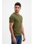 Erkek Haki Bisiklet Yaka Basic T-Shirt 3