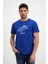 Erkek Baskılı Sax Mavi Bisiklet Yaka T-Shirt 1